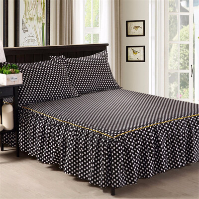 

Simple Queen Size Black White Star Pattern Bed Skirt Polyester Cotton Bedspread Bed Sheet Bedroom Bed Skirt 150x200cm