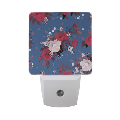 

ALAZA LED Night Light With Smart Dusk To Dawn SensorFloral Pattern White Roses Plug In Night Light