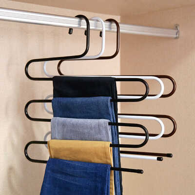 

Stainless Steel Trousers Hanger Multifunction Pants Closet Belt Holder Rack -type