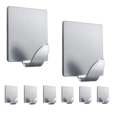 

UpperX Adhesive Hooks Heavy Duty Wall Hooks Hanger Sturdy Stainless Steel Waterproof Hooks for Kitchen Utensils8 Packs