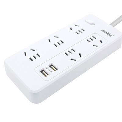 

Moqi Si (Mokis) /1.5 смарт-счетчиков гнездо USB-полоска коммутационная панель 5 отверстий / 2USB полосы заряда / разряда от общего многофункционального врезной белого управляющего переключателя