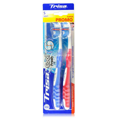 

TRISA cool white toothbrush 2pcs Swiss imported soft bristle Ergonomic handle