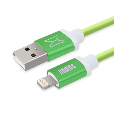 

JINDING JD-P013 Кабель данных Apple iphone мобильный телефон быстрый заряд USB-кабель поддержки поддержки iphone5 / 6s / 7 Plus / SE / ipad air mini 1,5 м зеленый