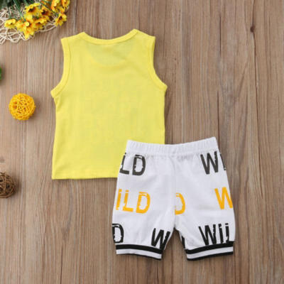 

Newborn Baby Boy Cartoon Monster Vest Tops Shorts Pants Summer Outfits USA Stock