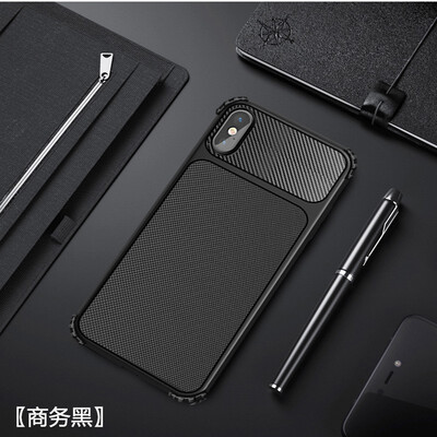 

For iphone XS MAX XR Phone Case Plain Anti-knock Carbon Fiber Soft TPU Matte Business FItted Case