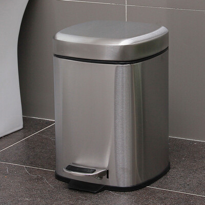 

【Jingdong Supermarket】 Ou Runzhe trash cans 6L slow down quiet stainless steel square feet with a lid sealed waste paper bucket