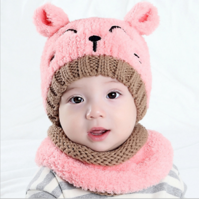 

Cute Baby Toddler Winter Beanie Warm Hat Hooded Scarf Earflap Knitted Cap Kids