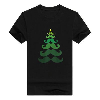 

Christmas Raglan Mustache Tree Holiday Sleeve Mens T-Shirt