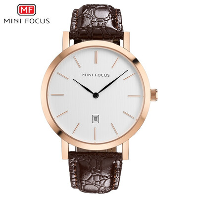 

MINI FOCUS Fashion Business Leather Strap Men Quartz Watch MF0108G
