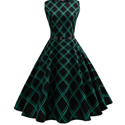 

Collect Waist To Show Thin Big Plaid Dress