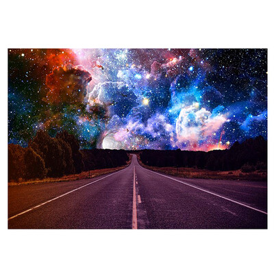 

UpperX Full Diamond Round Diamond 5D DIY Diamond Painting "Highway Starry sky" Embroidered Cross-stitch Rhinestone Mosaic Gift