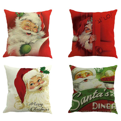 

UpperX 4pcs Happy Christmas Pillow Cover Decorative Cotton Linen Sofa Cushion Cover Pumpkin Ghosts Pillowcases Home Decor