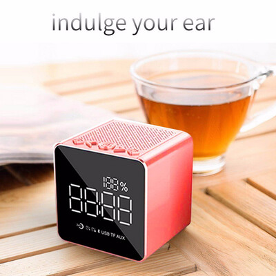

Mirror Bluetooth Portable Wireless Speaker with LED Alarm Clock support USB TF AUX in to play music with FM
