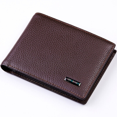 

Heisenmeer Horsemen Europe and the United States wind short paragraph first layer of leather men's wallet retro men's money wallet trendy cross leather wallet H52062B brown