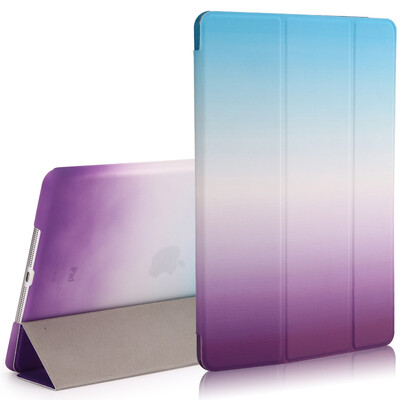 

Cool Le Feng Apple iPad AIR1 Case Rainbow Siamese Sleeve Sleeping Awakening / Tri-fold Leather Case / Holder iPad air1 Tablet Case 9.7 in. - Blue + Purple
