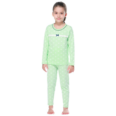 

Red beans (Hodo) children underwear women in the big children autumn and winter cotton and linen underwear sets HD6010 light green 140