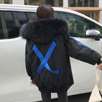 

East gate down jacket womens long long hair collar 2018 new Korean version of loose fashion winter coat thickened trend