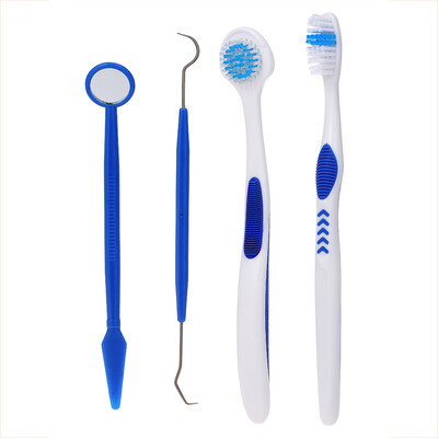 

4PcsSet Oral Care Tooth Brush Kit Clean Teeth Mirror Pick Tongue Brush Oral Hygiene Tool Set