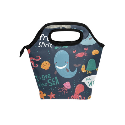 

Lunch Bag Tote Bag Sea World Animal Travel Picnic Organizer Lunch Holder Handbags Lunch Bag Box for Office