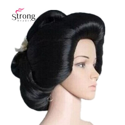 

StrongBeauty Black Japanese Geisha Flaxen Hair Synthetic Daily Cosplay Wig