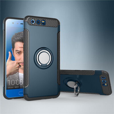 

Fecoprior Back Cover For Huawei Honor 9 Honor9 Case Car Holder Stand Hard PC Silicon Ring Suction Bracket Celulars