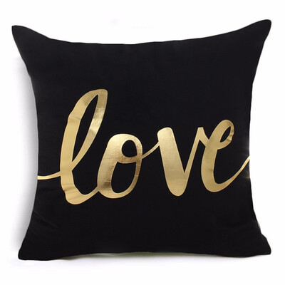 

KING&QUEEN Bronzing Cushion Cover LOVE Kiss Cotton Polyester Geometric Printed Lips Home Decorative Pillow Cover Pillowcase