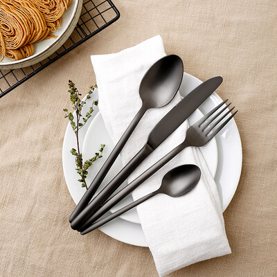 

JZAO Western tableware set 304 stainless steel cutlery spoon set of 4 black