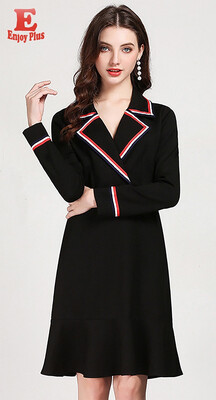 

L XL XXL 3XL 4XL 5XL plus size office new autumn 2018 women dress long sleeve big size black office lady knee length formal OL