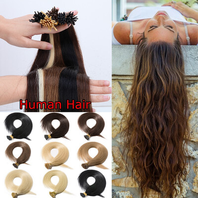 

16-22" I-TIP HAIR Glue Real Remy Human Hair Extensions Real Soft Hair Extensions STICK HAIR 100strands50g