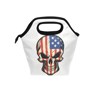 

Insulated Lunch Tote Bag Artistic Skull Travel Picnic Lunch Handbags Portable Zipper Lunch Bag Box