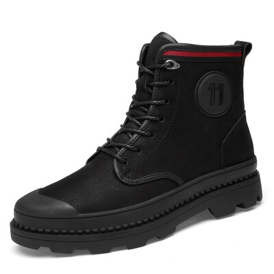 

Mens Boots Fashion Casual Shoes Genuine Leather Martin Boots High Cut Shoes For Men Black Size 37-46