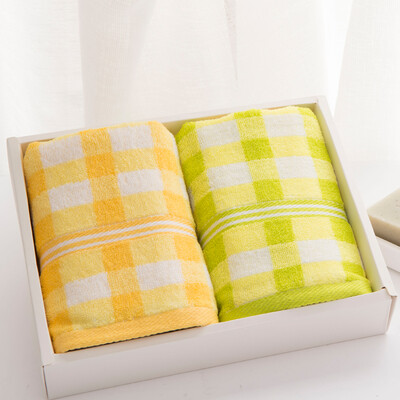 

[Jingdong Supermarket] Grace (Grace) Towel Home Textiles Candy Color Checkered Towel Gift Box Two Striped Green / Blue 85g / Article 68 * 32cm