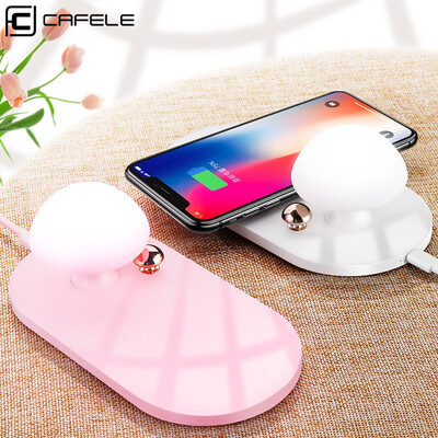 

Cafele Night Light Wireless Charger with Touch-control Silicone Mushroom Night Light Wireless Charging Pad for iPhone X 8 Plus