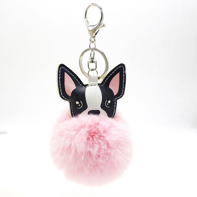 

Free Shipping Dog Charms Plush Phone Case Straps Animal Cartoon Rabbit Fur Like Key Chain Poms Ball Pendant Car Keychains