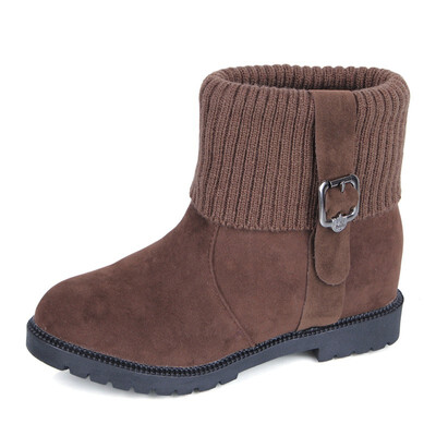 

FOUR AM WOMENS WINTER WARM COMFORTABLE SNOW BOOTS CLASSIC WOOLEN ANKLE BOOTS SUEDE LEATHER PLATFORM SHOES WOMAN FLAT HEELS