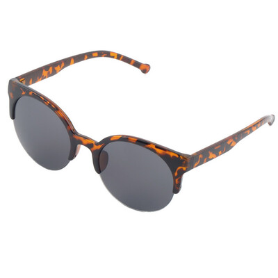 

Circle Round Super Half Frame Retro Flat Bar Cat Eye Sunglasses Simple Sunnies