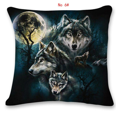 

45cm45cm Animal wolf pattern linen cotton pillow case sofa cushion cover animal design square decorative pillow cover