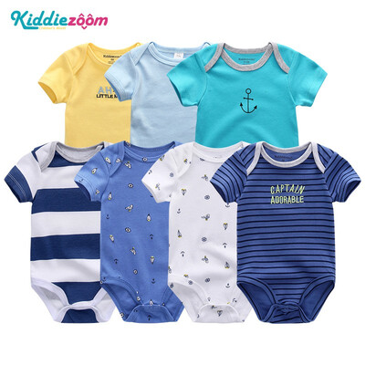 

7PCSLot Print Cartoon Baby Girls Clothes Bodysuits Clothing Sets Baby Boy Clothes Cotton Newborn Rompers Short Sleeve Babywear