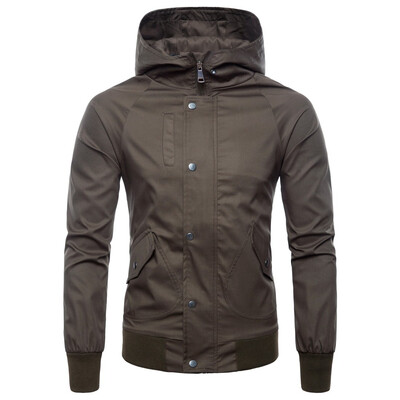 

AOWOFS new large size mens jacket high quality European code jacket jersey solid color hooded jacket B024