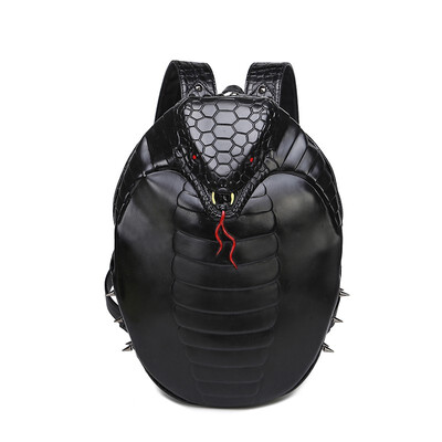 

Cool 3D Cobra Men Rivet Backpack Fashionable Shoulder Bag Waterproof PU PU Leather Handbag 2018 New Style Silver Black Gold Bags
