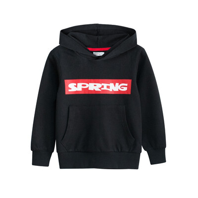 

Spring Boys Black Long Sleeve Hooded Sweatshirts for Children Kangaroo Pocket Grey outwear Sportswear Tops Clothing