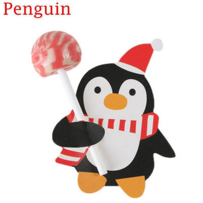 

50 Pcs Santa Penguin Christmas Party Lollipop Lolly Sugar-loaf Paper Card Holder