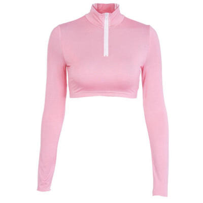 

Women Turtle Neck Crop Tops Long Sleeve Plain Polo Short Stretch T- Shirts lot