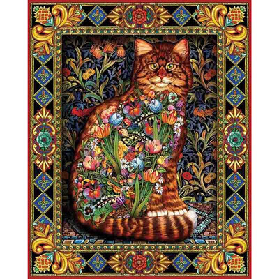 

UpperX 5D Diy Diamond Painting Cross Stitch "Flower Cat" 3D Diamond Embroidery Rhinestone Mosaic Decor Paintings