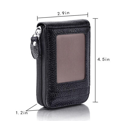 

Mens Wallet Genuine Leather Credit Card Holder RFID Blocking Zipper Thin Pocket
