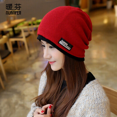 

Warm Fen NuanFen hat female winter Korean version of the curling wool hats trend trend fashion earmuffs knit hat simple maternity month hat TS007MZE red