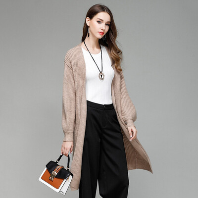 

PREISEI Fashion Spring Autumn Women Casual Loose Knitted Puff Long Sleeve Sweaters Ladies Cardigan Mujer Feminino