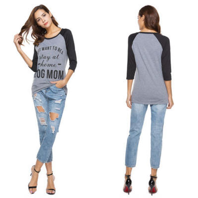 

Women Summer Casual Loose 34 Sleeve Tee T-shirt Cotton Shirts Blouse Tops New