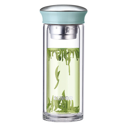 

Jingdong Supermarket] Supor supor accompanied by double-layer heat-resistant glass crystal rhyme series cup 280ml (sky blue) KC28AU2