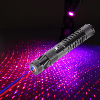 

U\King ZQ-J34 5mW Adjustable 650nm Red Plus 450nm Blue Laser Pointer Torch Pen